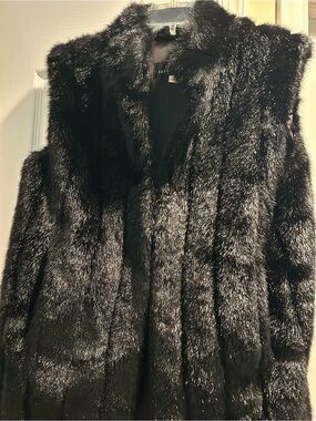 Fabulous Furs Black Faux Fur Sleeveless Vest